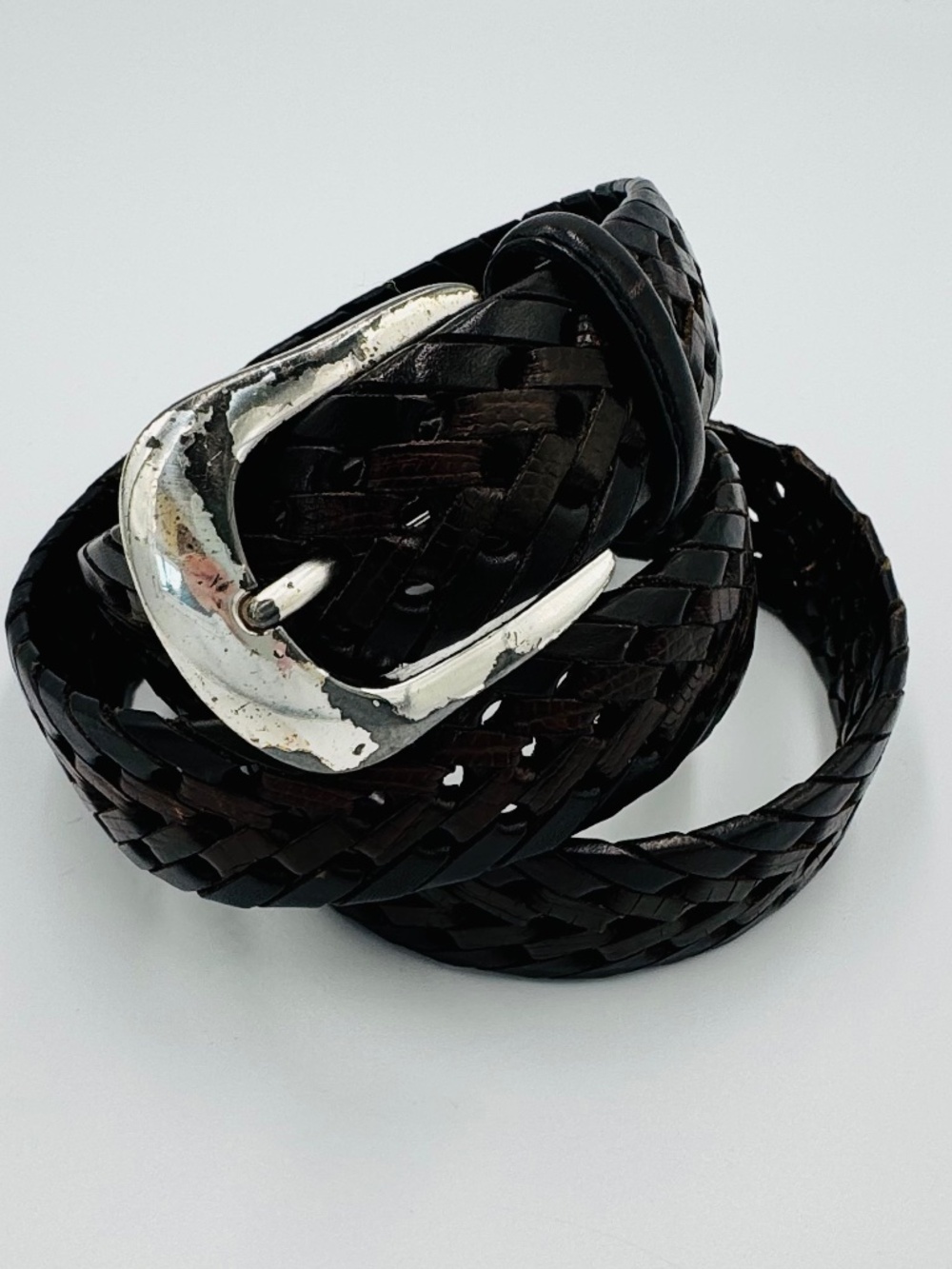 Vintage Brighton Burma Belt Men's 38 Two-Tone Braided Genuine Leather 1997